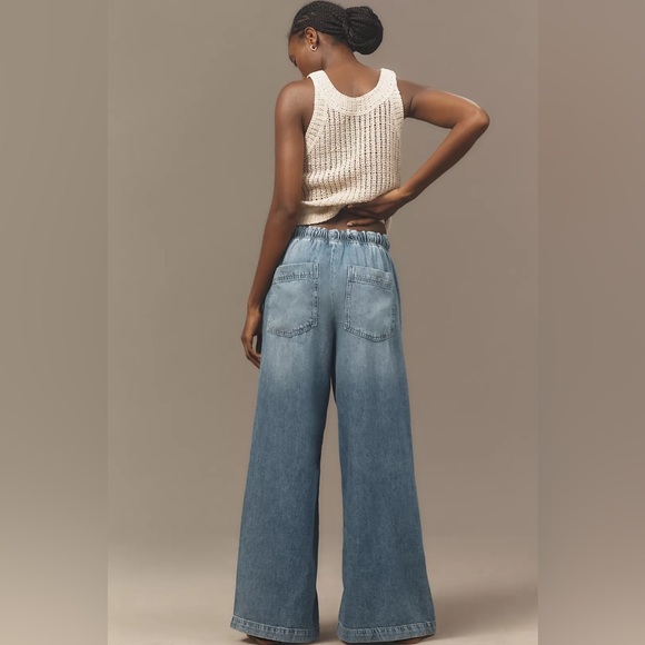 Anthropologie Pilcro Drawstring Pull-On Wide-Leg Jeans Medium - Picture 3 of 10